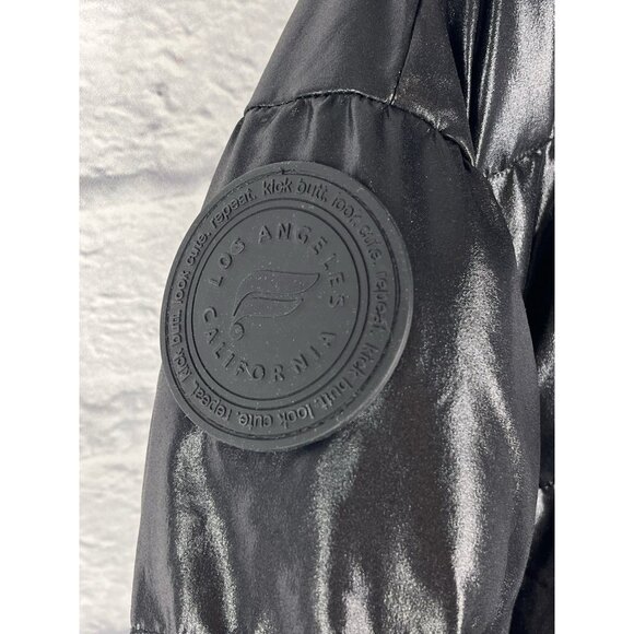 FABLETICS Women's Black Shiny Crop Puffer Full Zip Jacket Small - Picture 2 of 6